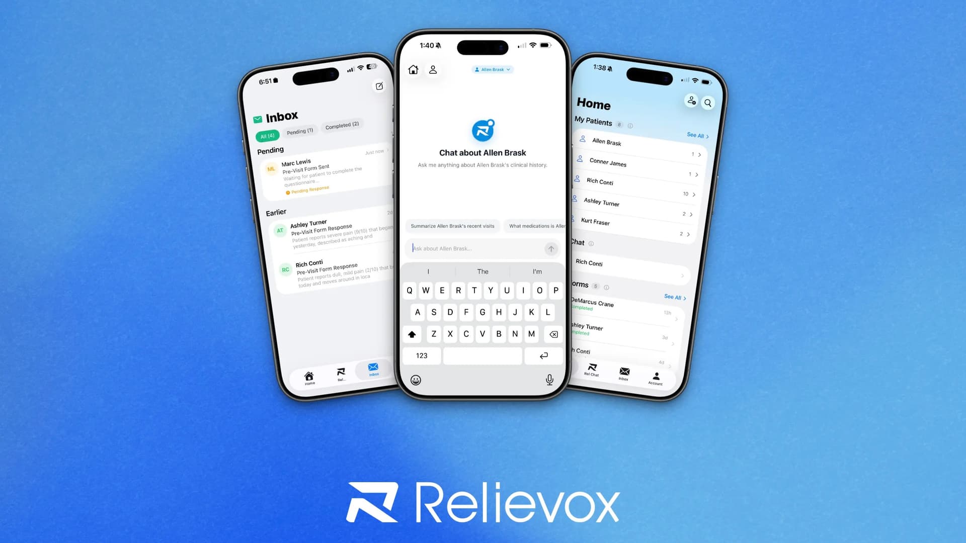 Relievox AI medical notes dashboard showing patient documentation workflow